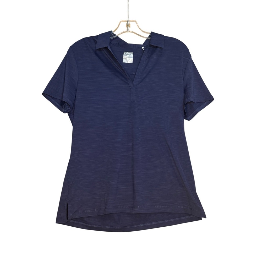 NWT Callaway Women's Tonal Performance Short Sleeve Polo Navy Medium Golf